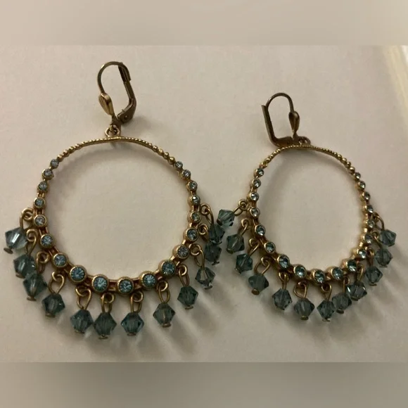 CATHERINE POPESCO La Vie Parisienne Gold Hoop Beaded Crystal Earrings - Picture 9 of 9